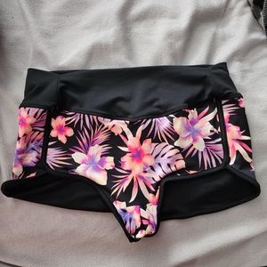 PINK floral workout swim shorts